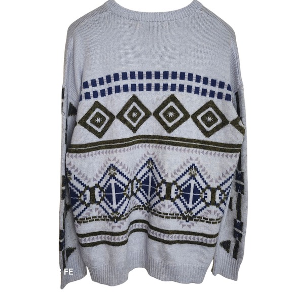 J. Crew Geometric Fair Isle Sweater Acrylic Wool Mohair Blend Women's Large - Picture 2 of 13